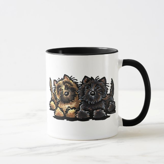 Zwei Cairn Terriers Tasse (Rechts)