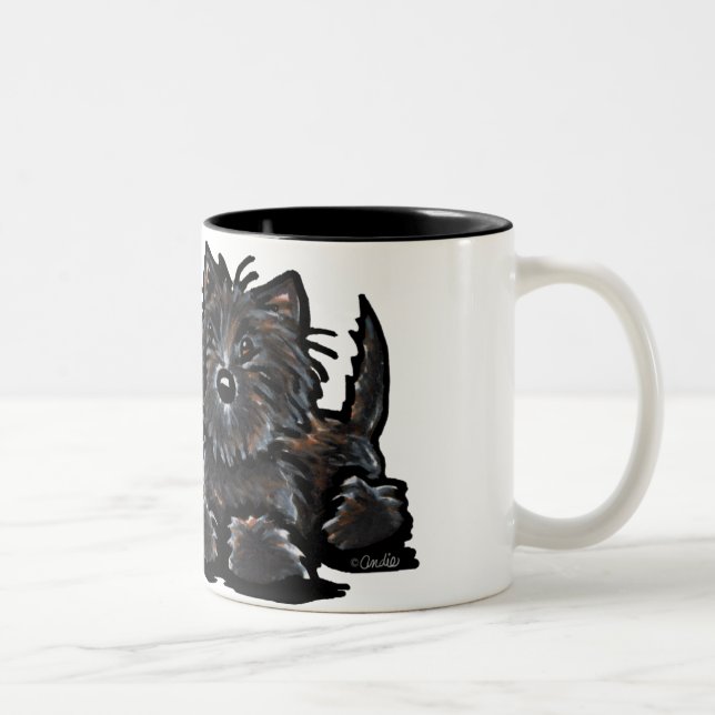 Zwei Cairn Terriers Zweifarbige Tasse (Rechts)