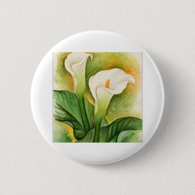Zwei Cala-Lilien-Aquarell-Kunst - multi Button (Vorderseite)