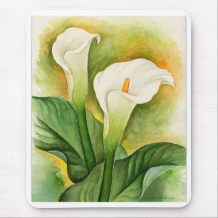 Zwei Cala-Lilien-Aquarell-Kunst - multi Mousepad