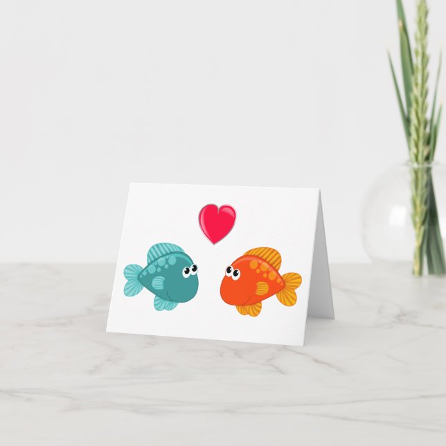 Zwei Cartoon Fisch Liebe Herz generische Verwendun Karte (Vorderseite)