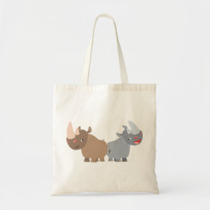 Zwei Cartoon Rhinos-Bag Tragetasche