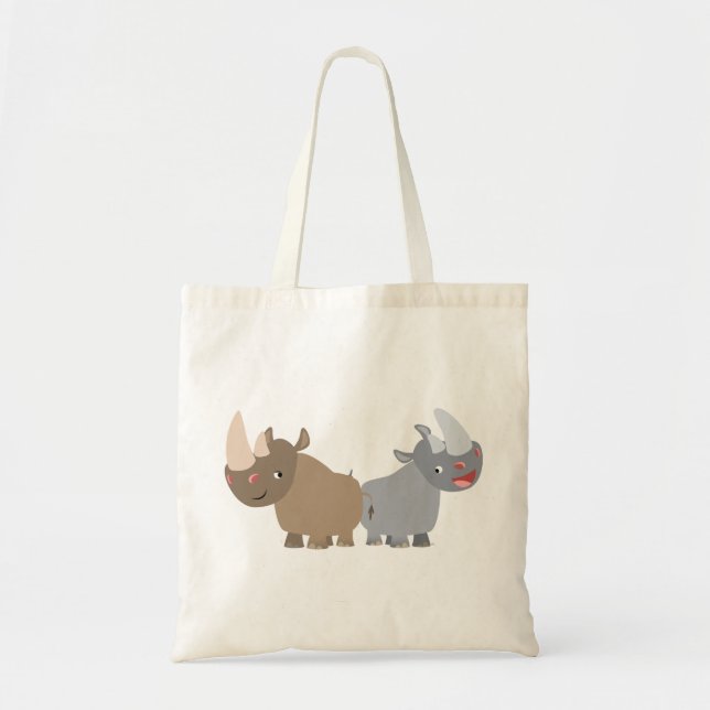Zwei Cartoon Rhinos-Bag Tragetasche (Vorne)