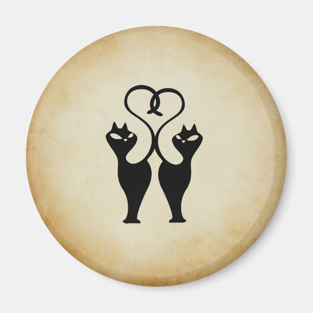 Zwei Cat-Silhouette Magnet (Vorne)