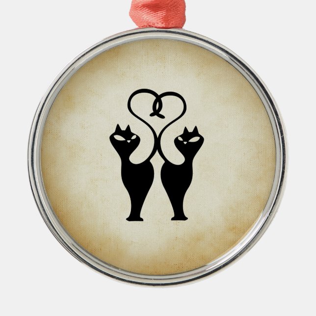 Zwei Cat-Silhouette Ornament Aus Metall (Vorne)