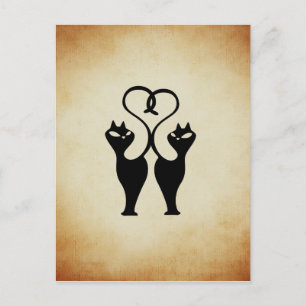 Zwei Cat-Silhouette Postkarte