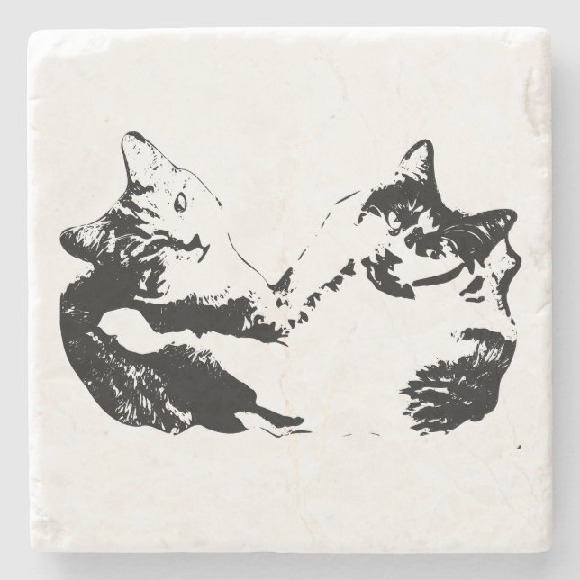 Zwei Cats Companiship Ink Untersetzer (Vorderseite)