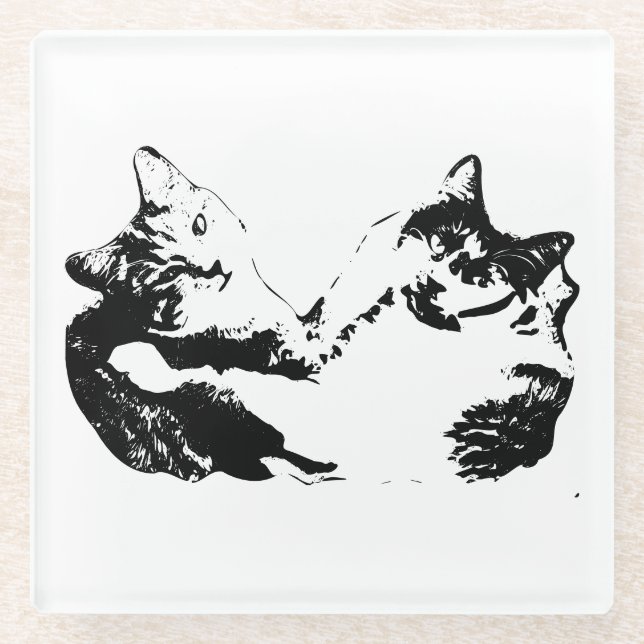 Zwei Cats Companiship Ink Untersetzer (Vorderseite)