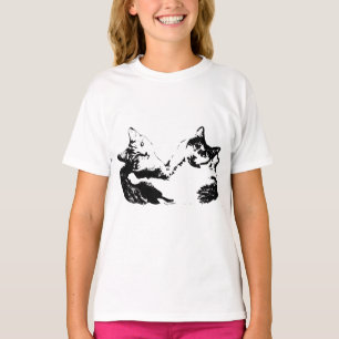 Zwei Cats Freundschaft Tinte Art T-Shirt
