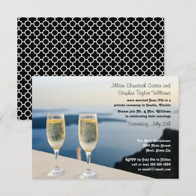 Zwei Champagner-Foto - 3x5 Hochzeitsankündigung Einladung (Vorne/Hinten)