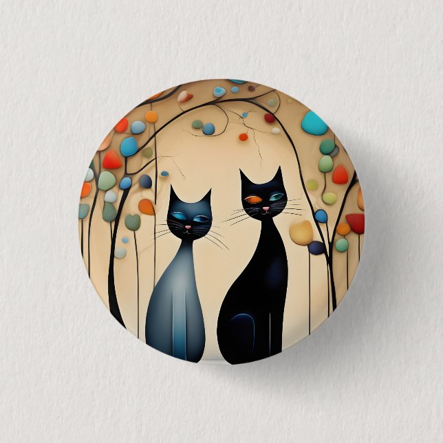 Zwei charmante Katzen Button (Vorderseite)