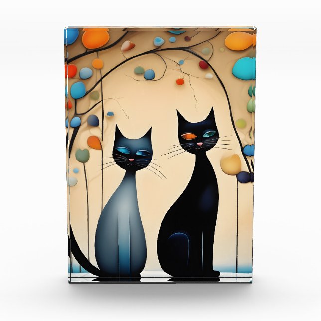 Zwei charmante Katzen Fotoblock (Vorderseite)