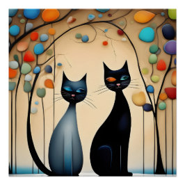 Zwei charmante Katzen Poster