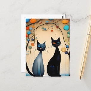 Zwei charmante Katzen Postkarte