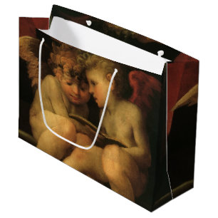Zwei Cherubs lesen von Rosso Fiorentino, Engel Große Geschenktüte