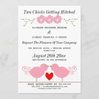 Zwei Chicks Hitched Lesben Hochzeit Einladung