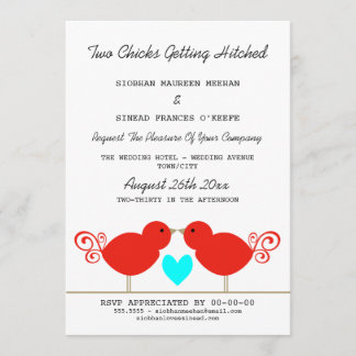 Zwei Chicks Hitched Lesben Hochzeit Einladung