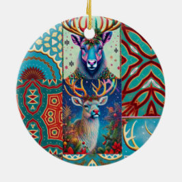 ZWEI CHRISTMAS DEER KERAMIK ORNAMENT