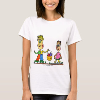 Zwei Comic-Figuren mit einem Korb Brot. T-Shirt