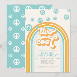 ZWEI Cool Retro Boy 2ND Geburtstagseinladung Einladung