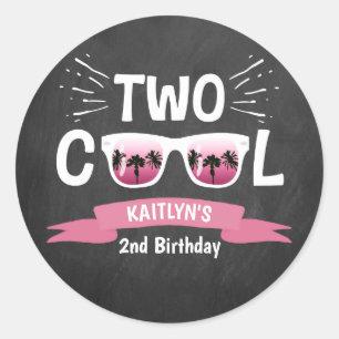 Zwei Coole Girls Chalkboard 2. Geburtstag Runder Aufkleber