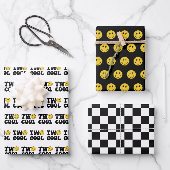 Zwei Coole Junge 2. Geburtstag Party Geschenkpapier Set (Vorderseite)