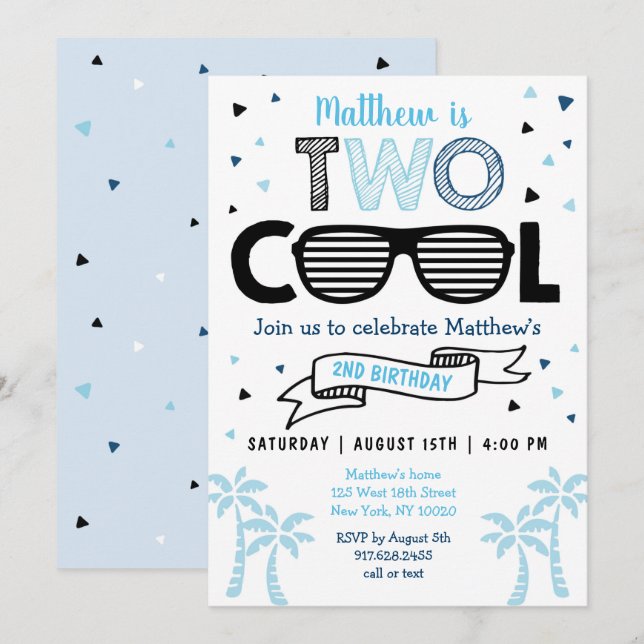Zwei Coole Jungen Sommer Geburtstag Einladung (Vorne/Hinten)
