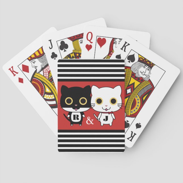 Zwei Coole Katzen Personalisiert Spielkarten (Rückseite)