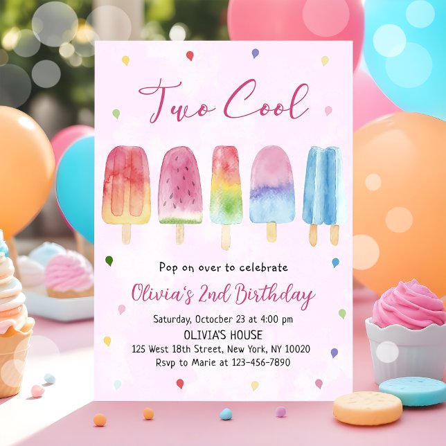 Zwei Coole Pink Popsim Girl Birthday Party Einladung (Von Creator hochgeladen)