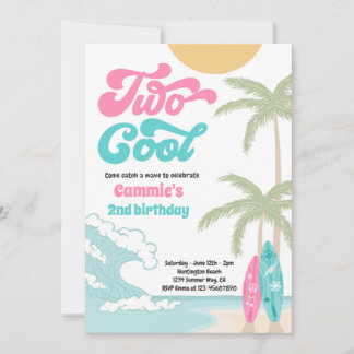Zwei Coole Retro Surfboard Strand 2. Geburtstag Pa Einladung