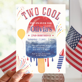 Zwei Coole Sommer-Popsirubrik Feuerwerke Geburtsta Einladung