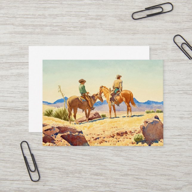 Zwei Cowboys zu Pferden von Maynard Dixon Visitenkarte (Vorderseite/Rückseite Beispiel)