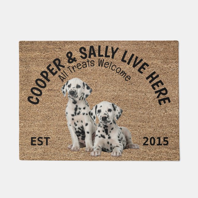 Zwei Dalmatiner Personalisiert Hund Lover Doormat Fußmatte (Vorderseite)