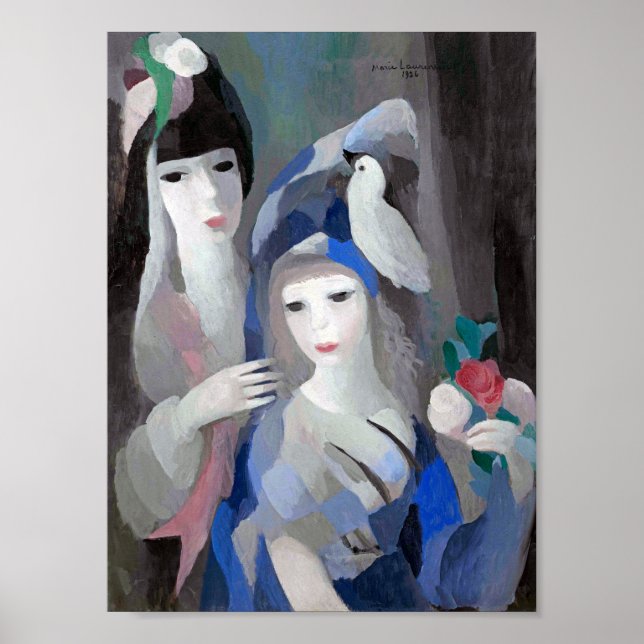 Zwei Dame und Dove, Marie Laurencin Poster (Vorne)