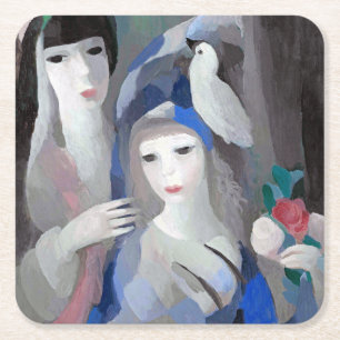 Zwei Dame und Dove, Marie Laurencin Rechteckiger Pappuntersetzer