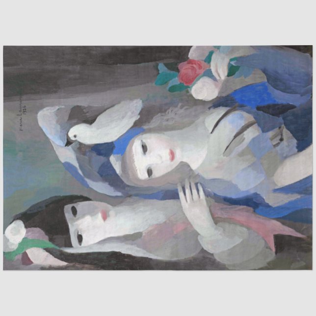 Zwei Dame und Dove, Marie Laurencin Seidenpapier (Vorderseite)