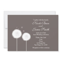 Zwei Dandelions Taupe Rustikale Hochzeitseinladung