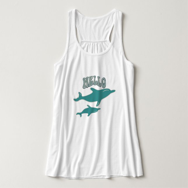 zwei Delphine schwimmen Tank Top (Design Vorderseite)