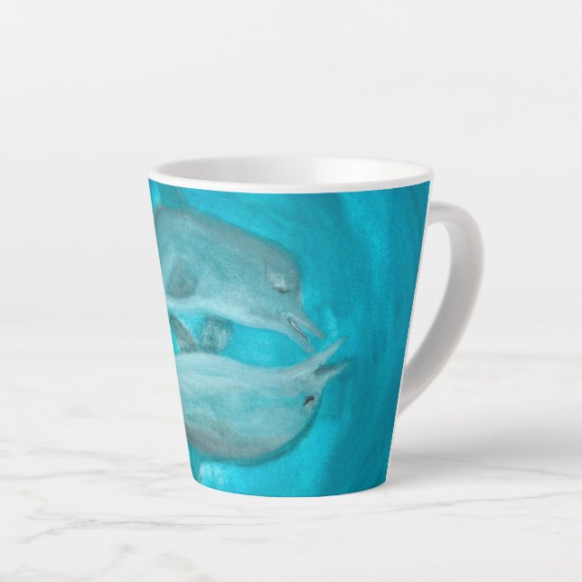 Zwei Delphine spielen frei und wild im Ozean Milchtasse (Rechte Ecke)