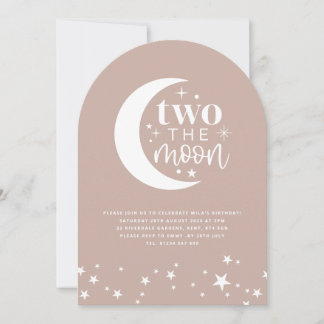 Zwei der Mond Arched Blush Pink Geburtstag Einladu Einladung