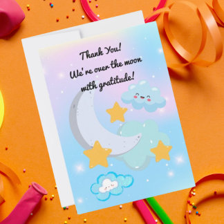 Zwei der Mond Niedliche Geburtstag Foto danke Ihne Einladung