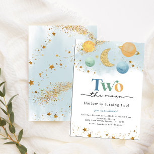 Zwei der Mond-Weltraum 2. Geburtstag Einladung