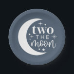 Zwei der Mondseestreitkräfte Pappteller<br><div class="desc">Ein "Zwei der Mond" Design mit mariniertem Hintergrund - perfekt für den Mond,  der am 2. Geburtstag zum Thema wird! In diesem Design können Sie die Farbe des Hintergrunds und des Mondtypografieelements bearbeiten.</div>
