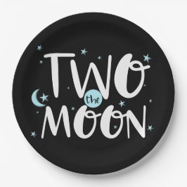 ZWEI DER MOON-Raketenschiff Space 2. Geburtstag Pa Pappteller
