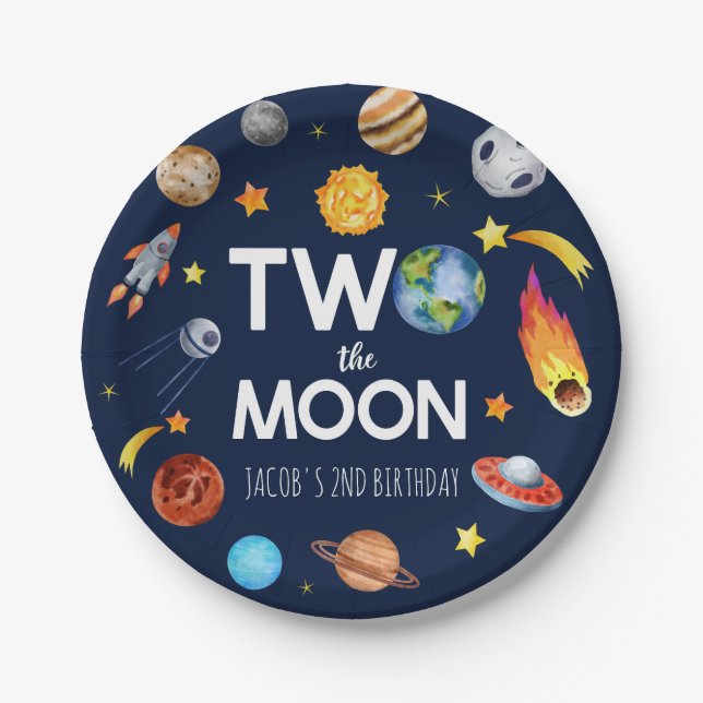 Zwei der Weltraumpartys auf dem Mond Pappteller (Vorderseite)