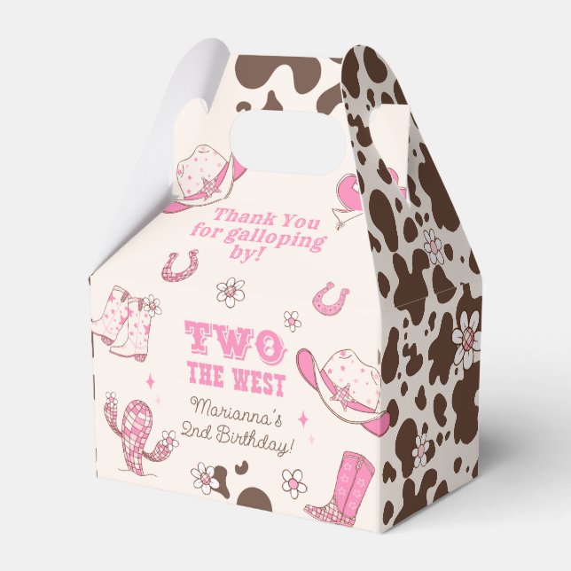 Zwei der West Pink Cowgirl Birthday Party Geschenkschachtel (Vorderseite)