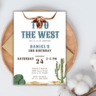 Zwei der West-Western Rodeo Cowboy Birthday Invita Einladung
