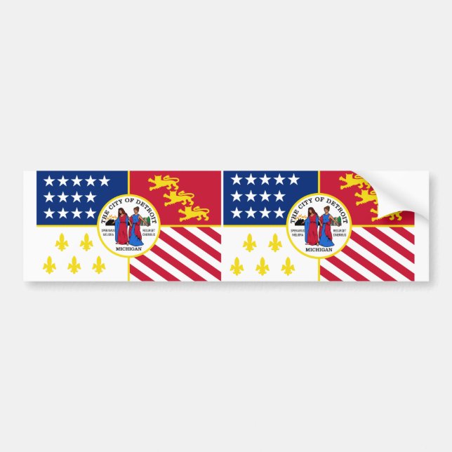 ZWEI Detroit Flagge Autoaufkleber (Vorne)