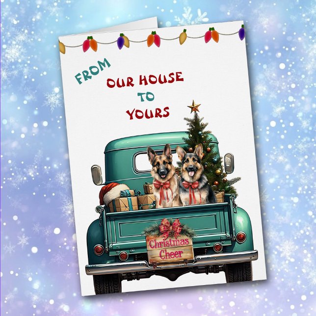 Zwei deutsche Schäferhunde Farm Truck Weihnachtska (Von Creator hochgeladen)