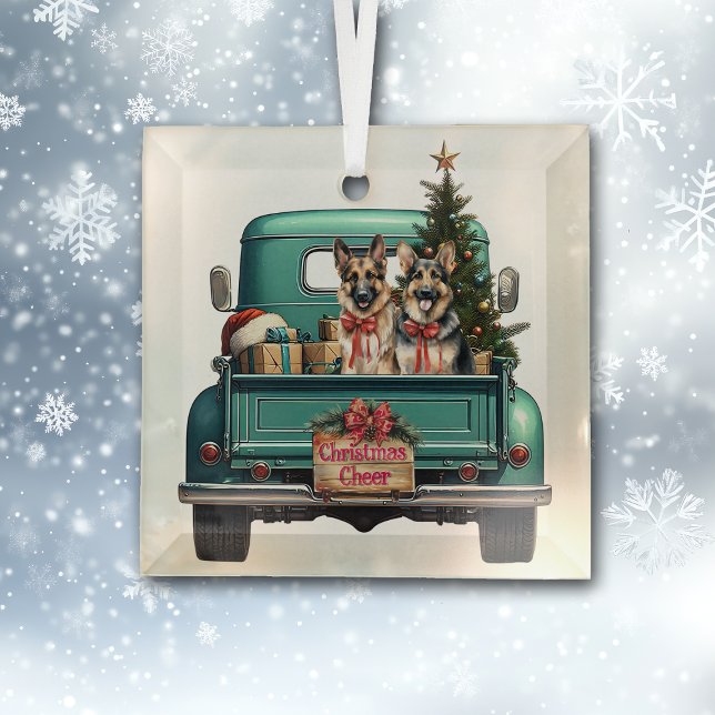 Zwei deutsche Schäferhunde LKW Weihnachten Ornament Aus Glas (Von Creator hochgeladen)